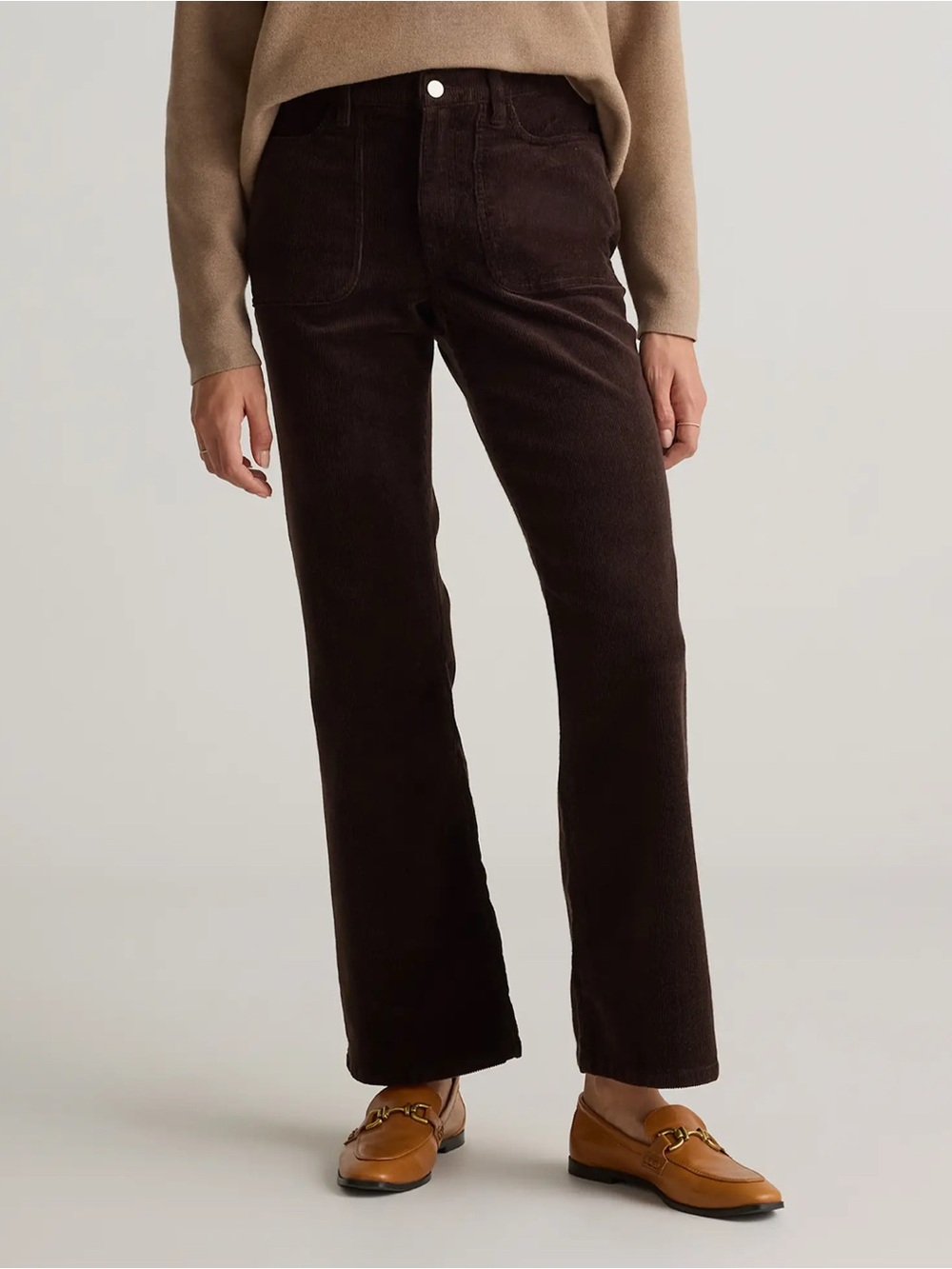 Quince Organic Stretch Corduroy Flare Pants Espresso Brown Women’s Size 12